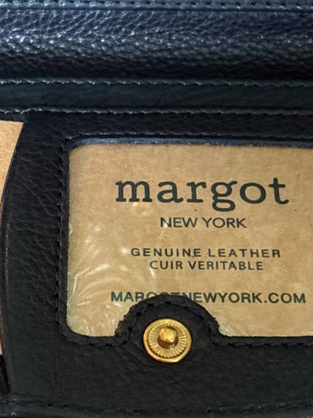 Margot New York Black Leather Compact Wallet